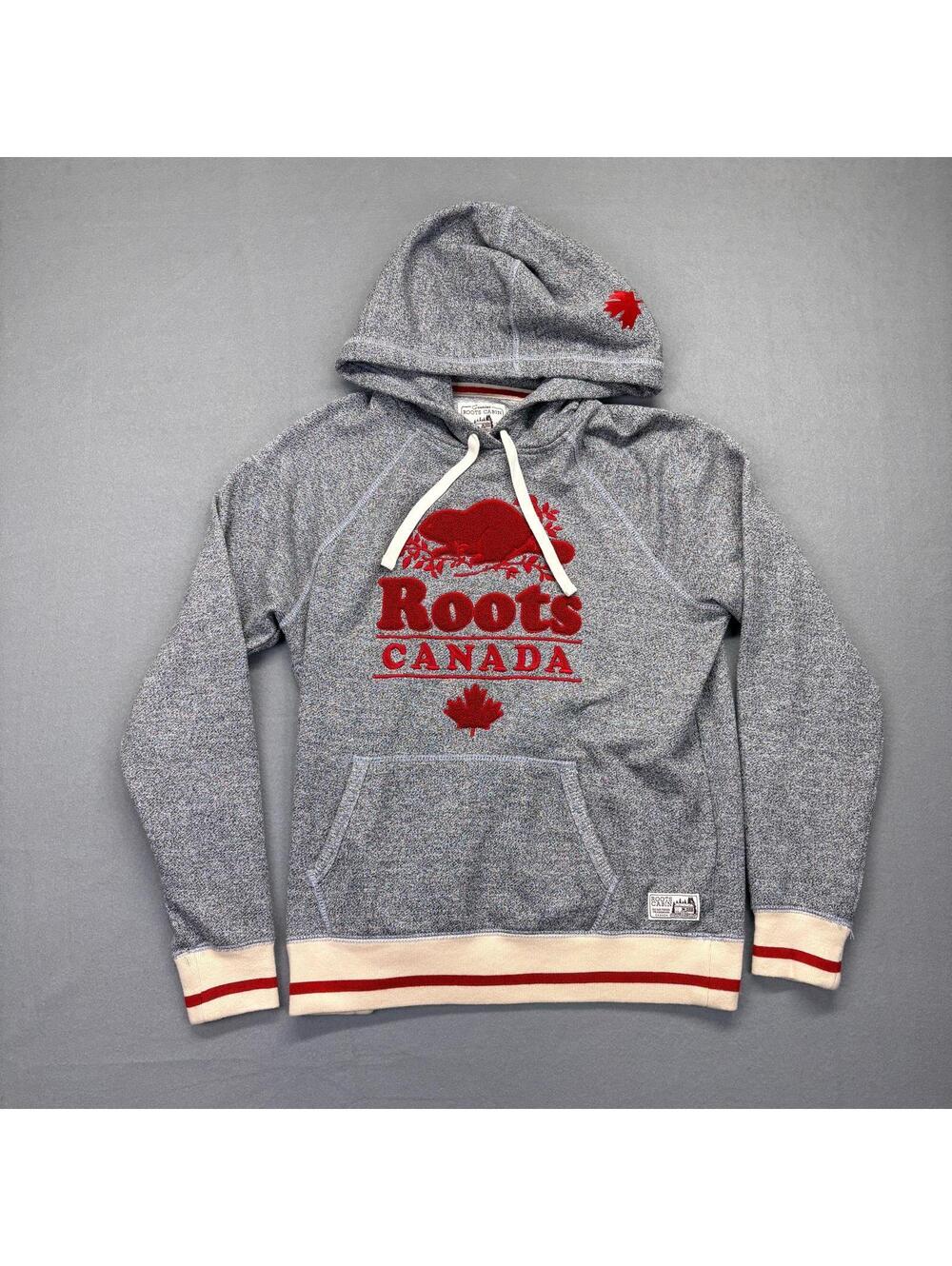 Roots Cabin Canada Grey Hoodie Sweatshirt Women's Medium